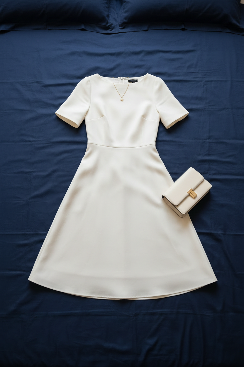 Beige A-Line Short Sleeves Simple Dress NNC023
