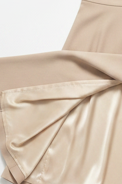 Beige A-Line Midi Skirt NNC009